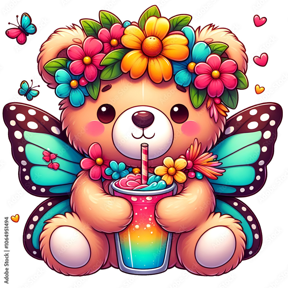 Naklejka premium Fantasy Winged Teddy Bear1