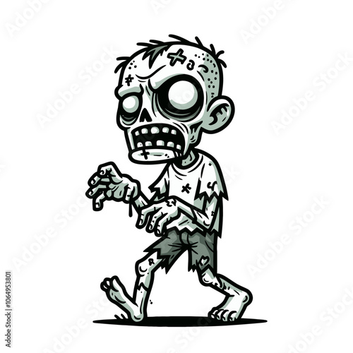 Cartoon zombie character isolated vector illustration