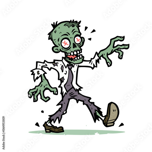 Cartoon zombie character isolated vector illustration