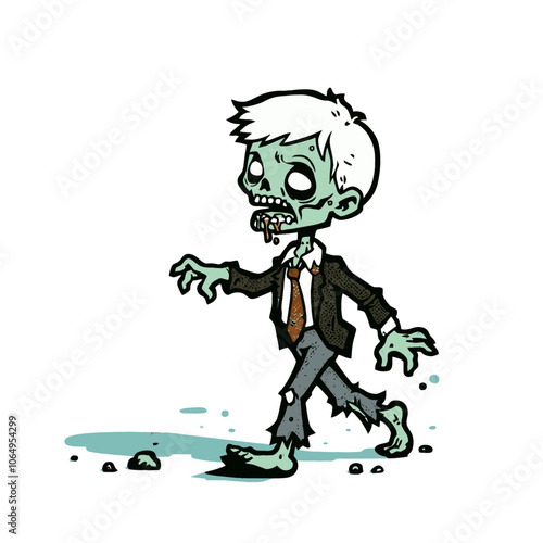 Cartoon zombie character isolated vector illustration