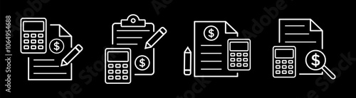 Accounting line icon, tax and calculator, invoice vector icon. linear style sign for use web design,logo.Symbol illustration.