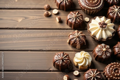 There are a wide variety of different types of chocolates on the table