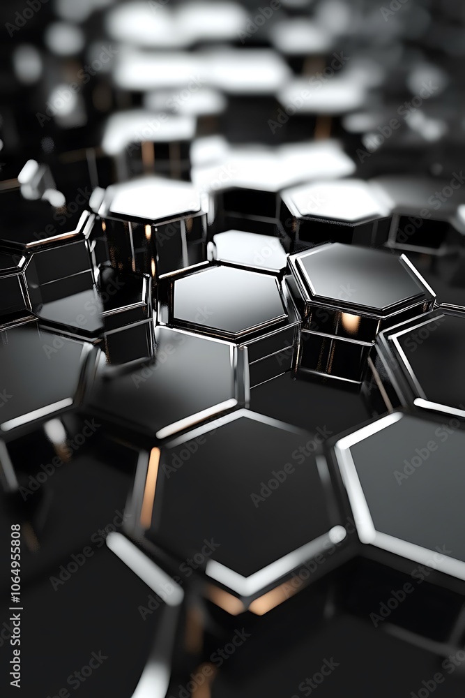 Abstract Background with Black Hexagonal Patterns and a Subtle White Glow Effect for Modern Design Abstract Background with Black Hexagonal Patterns and a Subtle White Glow Effect for Modern Design