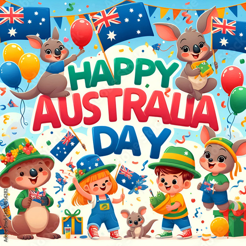 Happy Australian Day Banner design wallpaper background  photo