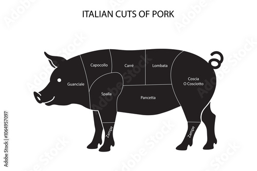 Diagram of Italian Pork Cuts with Labels