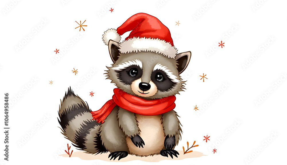 raccoon with santa hat raccoon with santa hat