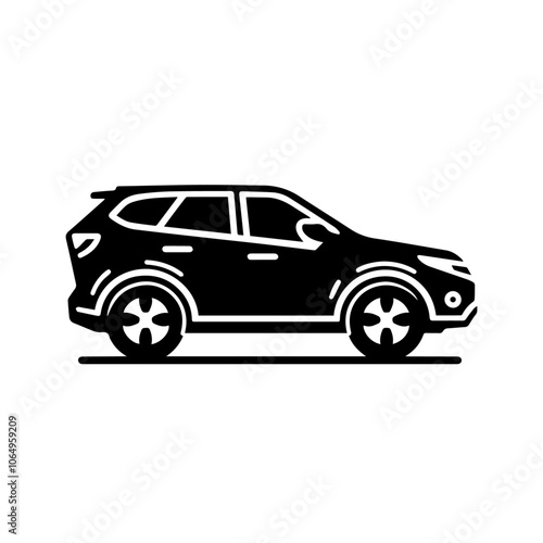 Modern SUV Side Profile Vector - Sleek Car Silhouette Illustration for Urban and Adventure Design