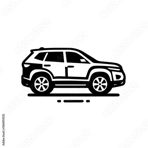 Modern SUV Side Profile Vector - Sleek Car Silhouette Illustration for Urban and Adventure Design