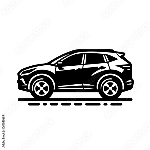 Modern SUV Side Profile Vector - Sleek Car Silhouette Illustration for Urban and Adventure Design