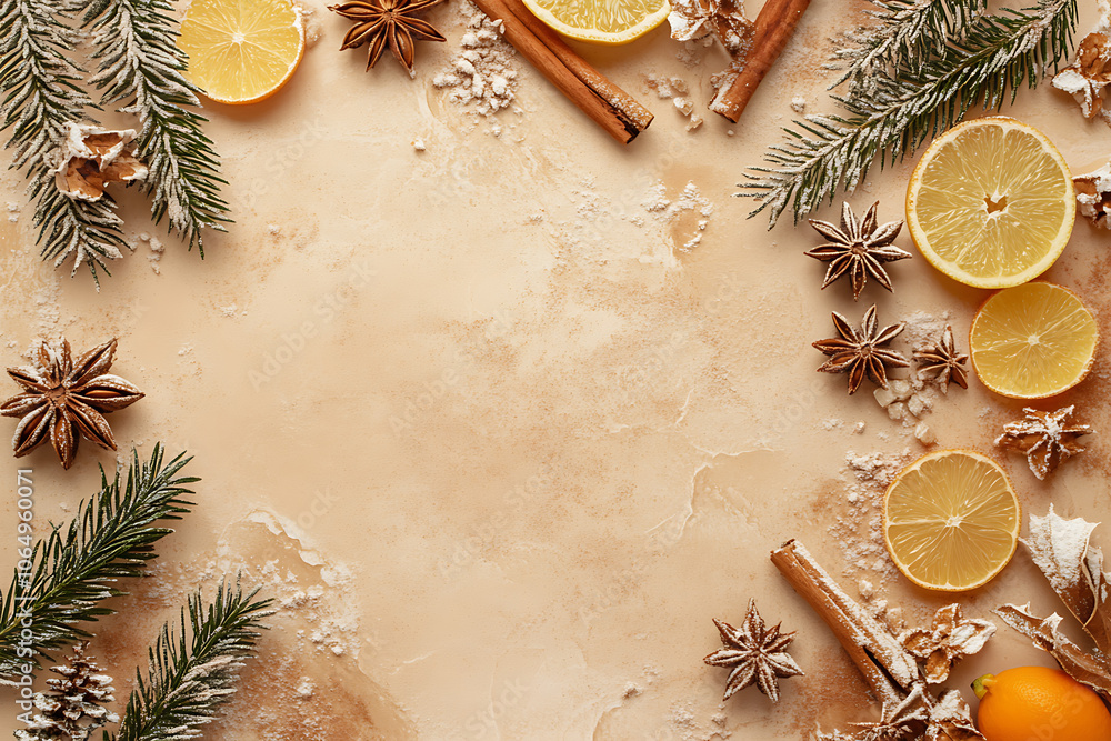 A warm and inviting background featuring seasonal elements of vanilla, cinnamon, and citrus, ideal for the holiday season and festive treats A warm and inviting background featuring seasonal elements of vanilla, cinnamon, and citrus, ideal for the holiday season and festive treats