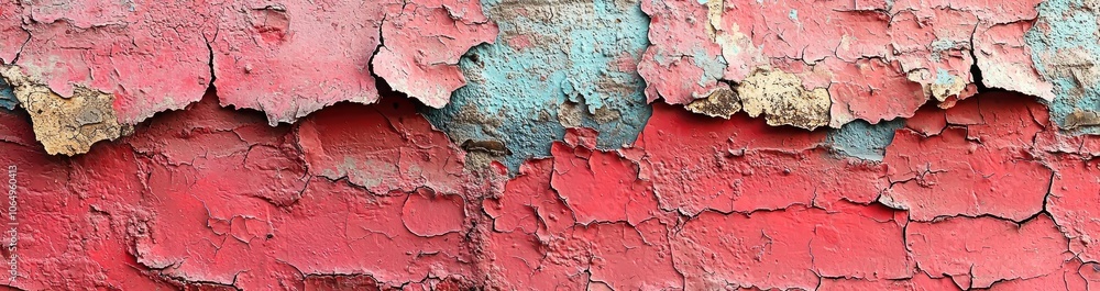 Peeling red and blue paint on weathered textured wall with distressed layers Generative AI Peeling red and blue paint on weathered textured wall with distressed layers Generative AI
