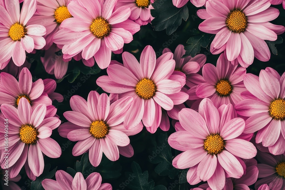 Pink Daisy Flowers with Dew Drops Close-up Generative AI Pink Daisy Flowers with Dew Drops Close-up Generative AI