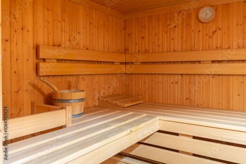 Small home sauna finished with wood.