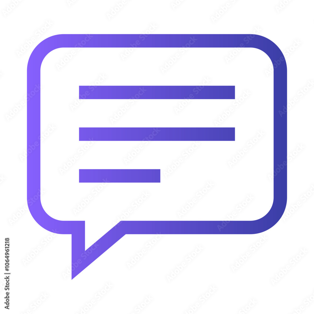 A purple speech bubble icon representing communication and messaging concepts in a digital context A purple speech bubble icon representing communication and messaging concepts in a digital context