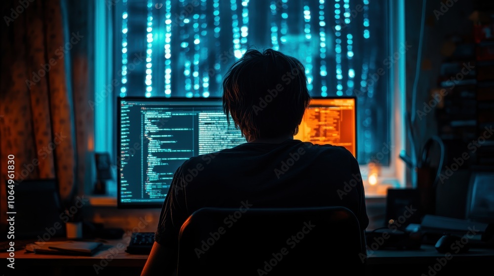 A web developer gazing out the window A web developer gazing out the window
