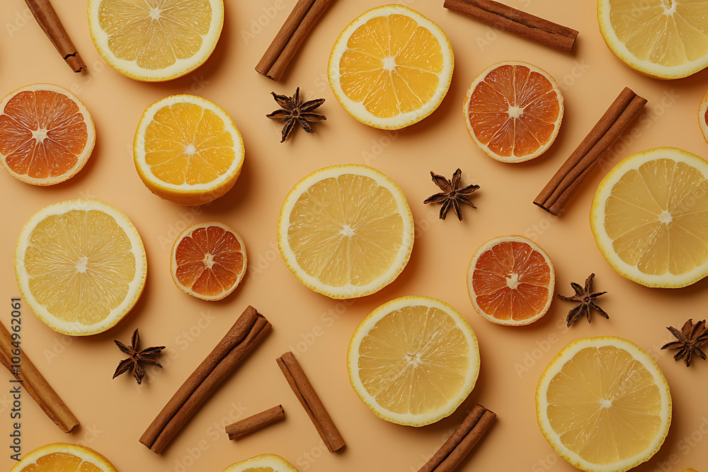 A warm and inviting background featuring seasonal elements of vanilla, cinnamon, and citrus, ideal for the holiday season and festive treats A warm and inviting background featuring seasonal elements of vanilla, cinnamon, and citrus, ideal for the holiday season and festive treats
