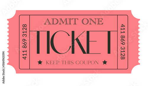 Ticket design, Ticket design template., Admit one ticket, illustration of a ticket, Coupon template, Vintage ticket