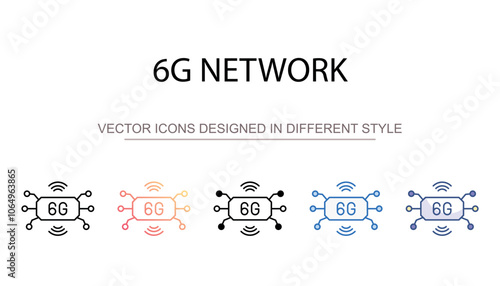6G Network icon design with white background stock illustration