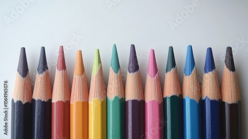 Colorful Collection of Pencils on a White Background