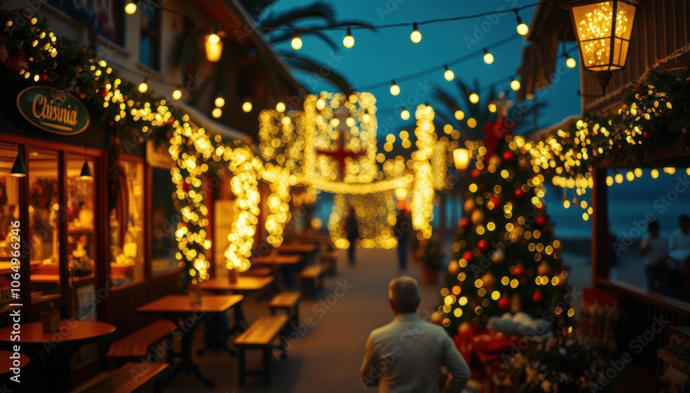 Naklejka premium Blurred Festive decoration lights