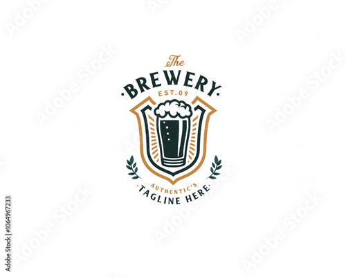 Vintage luxury brewery beer bar logo template for business company