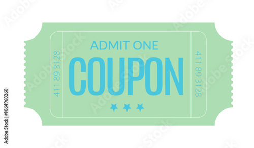 Coupon design, Ticket design template., Admit one ticket, illustration of a ticket, Coupon template, Vintage coupon, Green coupon