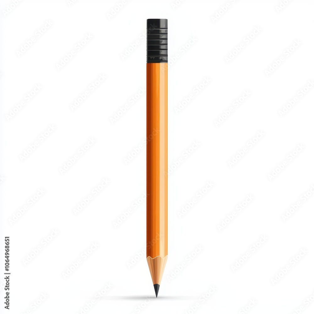 Sharp Orange Pencil with Black Eraser Isolated on White Background Sharp Orange Pencil with Black Eraser Isolated on White Background