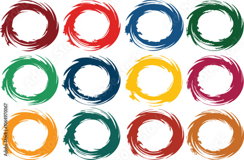 Set of Circular Brush Stroke vector