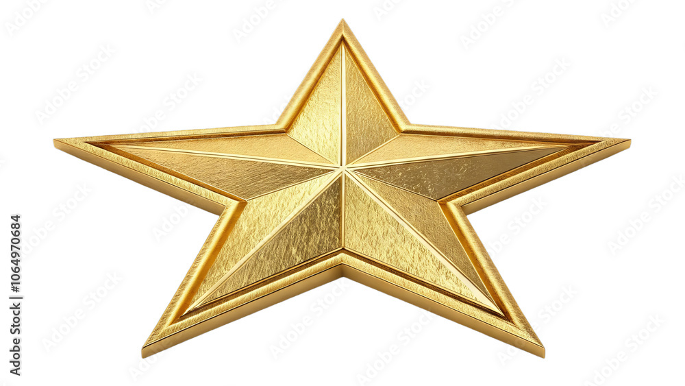 Obraz premium Golden Star Shape: 3D Rendered Metallic Star Design