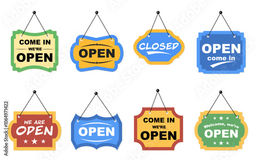 Open and closed store signboard collection