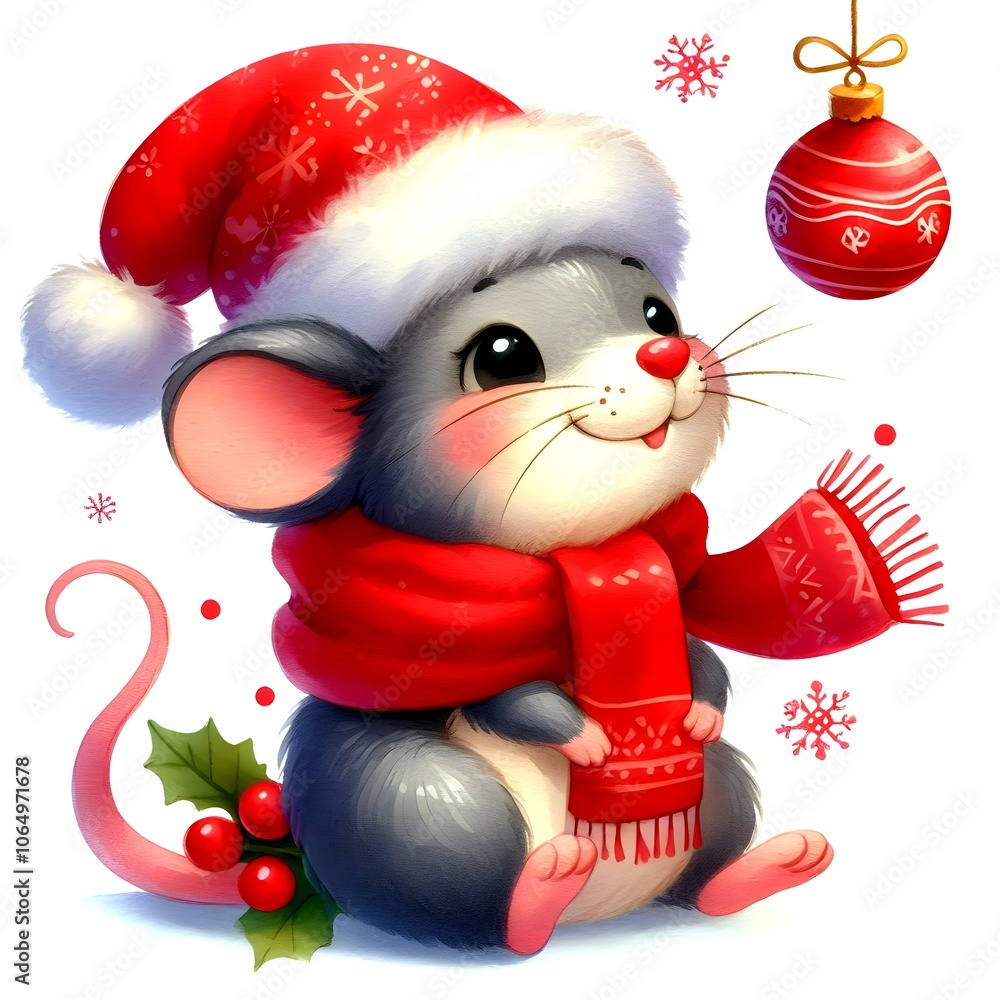 mouse with santa hat mouse with santa hat