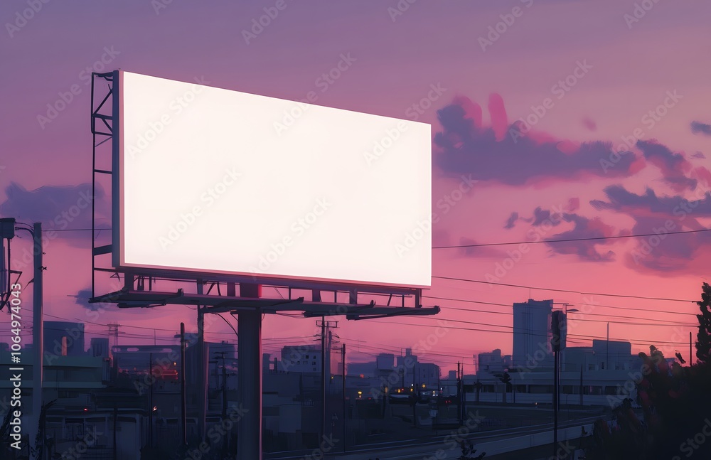 Fototapeta premium Blank Billboard in a City at Dusk