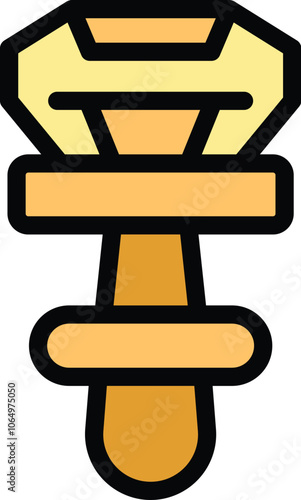 Cartoon vector icon illustration of a gold award with gemstone shining brightly on top