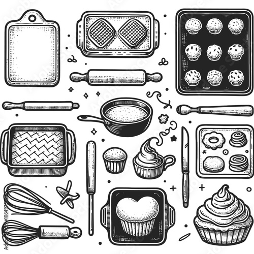 Baking sheets set doodle vector 