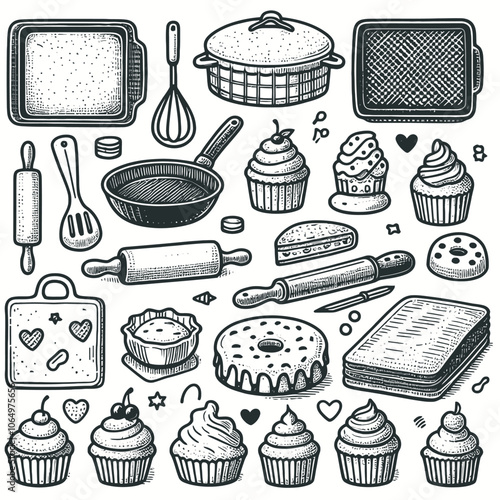 Baking sheets set doodle vector 