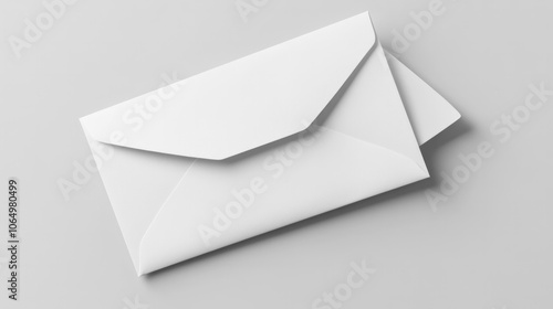 A mockup of an open white envelope with an A4-sized white piece of paper partially coming out. Subject: The white envelope and A4 paper. Pose: The env, AI Generative