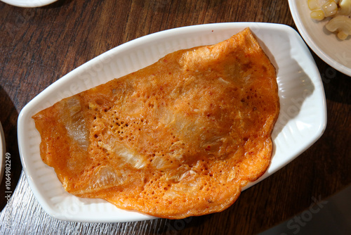 Korean traditional food. Kimchi pancake photo