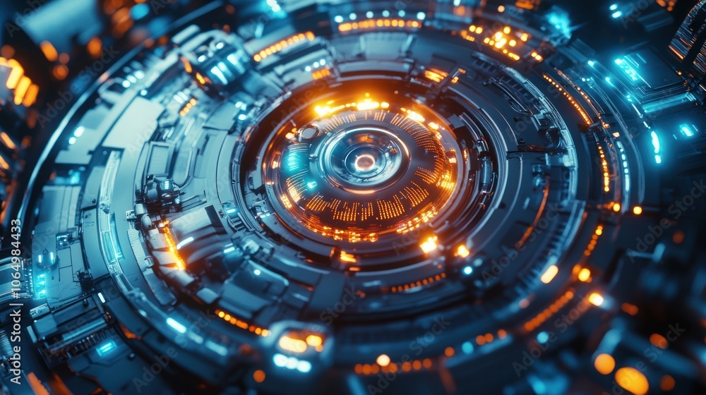 Fototapeta premium Futuristic Machine with Glowing Lights