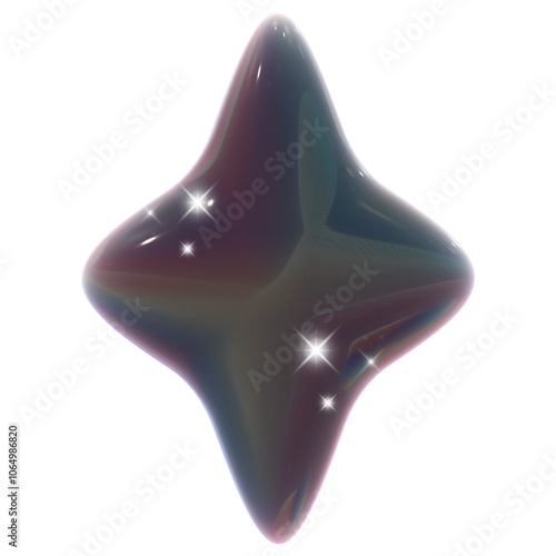 Cute 3d glossy black star illustration