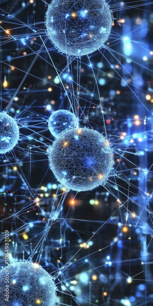 Obraz premium Abstract Network Structure with Glowing Nodes and Lines