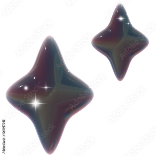 Cute 3d glossy black star illustration