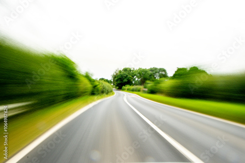 A Typical View From A Vehicle Travelling Along A Countryside Road In The United Kingdom