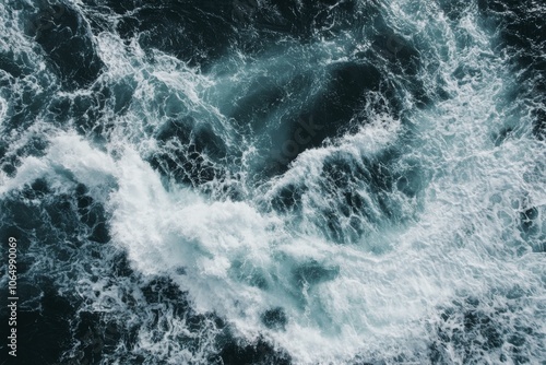 Wallpaper Mural Aerial View of Ocean Waves and Foam Torontodigital.ca