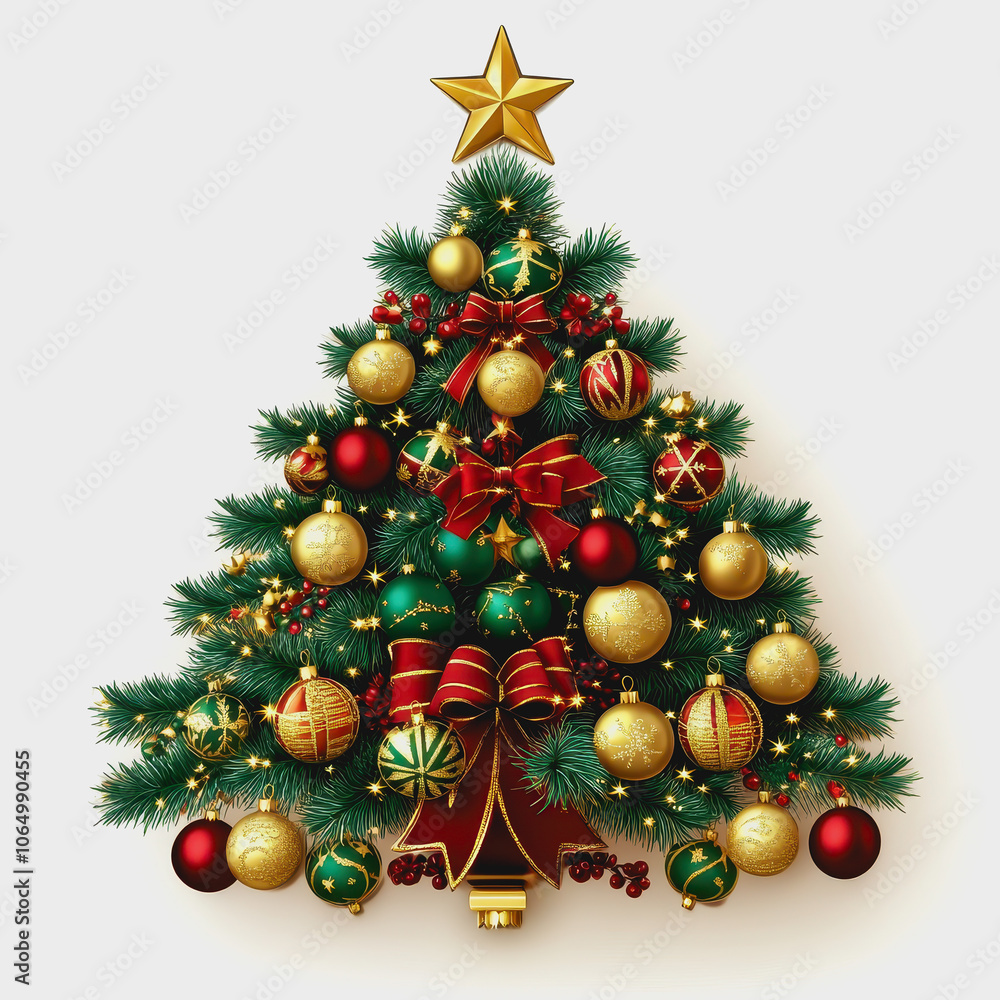 Colorful Christmas Tree Isolated on White Background Colorful Christmas Tree Isolated on White Background