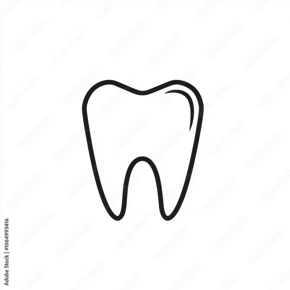 Simple line art tooth icon isolated on white background Simple line art tooth icon isolated on white background