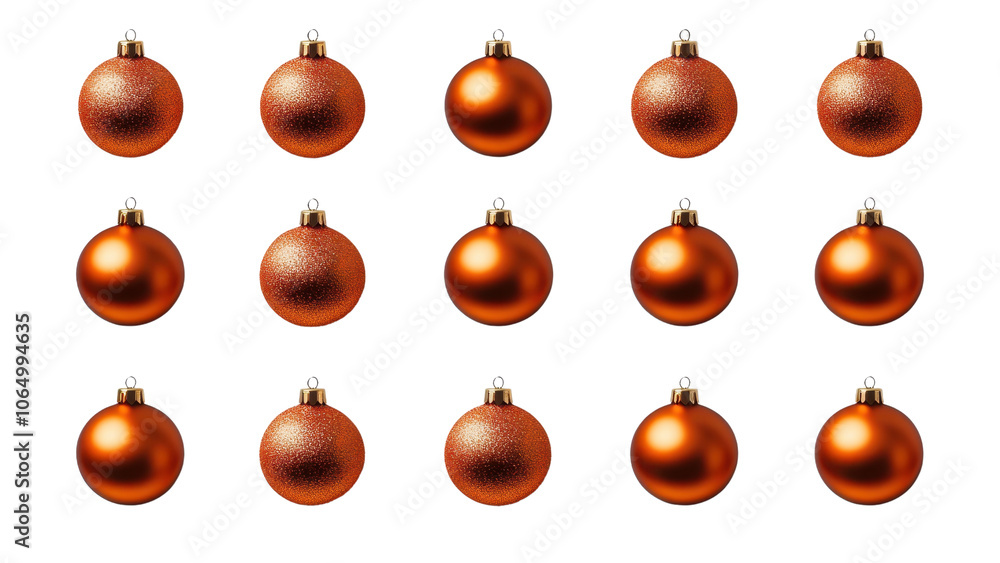 A collection of orange Christmas balls arranged neatly on a transparent background png. A collection of orange Christmas balls arranged neatly on a transparent background png.