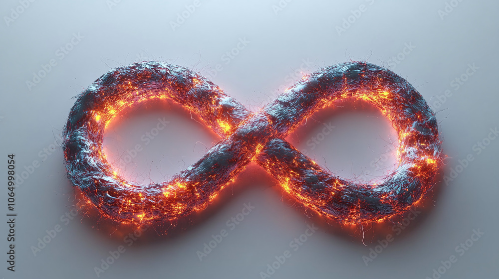 Infinity symbol made of electricity and fire. - White background. Infinity symbol made of electricity and fire. - White background.