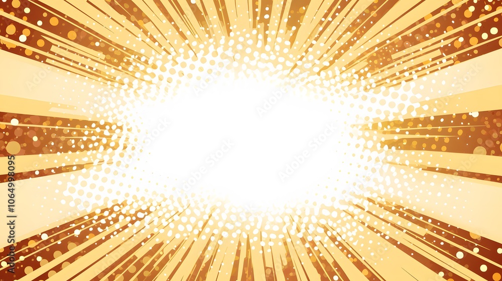 Fototapeta premium Golden Abstract Background with Rays and Halftone Dots. Image Illustration background for presentation and wallpaper 
