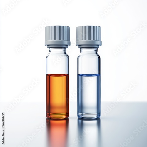 Clear and Colored Liquid in Glass Vials