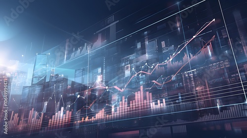 Wallpaper Mural Financial Growth and Data Visualization over City Skyline. Image Illustration background for presentation and wallpaper	 Torontodigital.ca